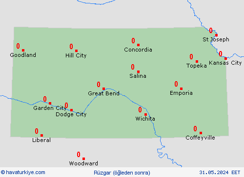 rüzgar Kansas Kuzey Amerika Tahmin Haritaları